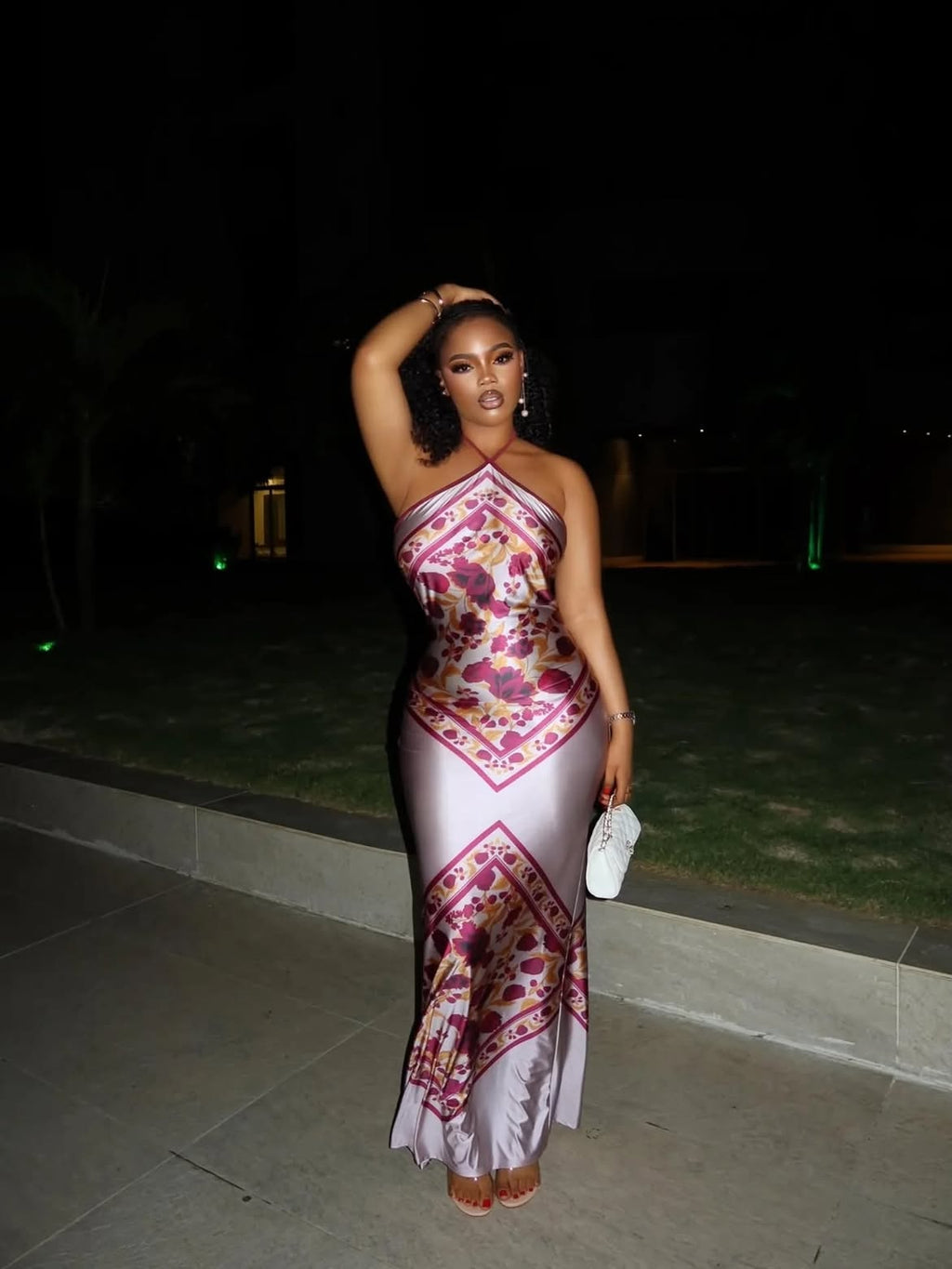 Esther Floral Satin Maxi Dress
