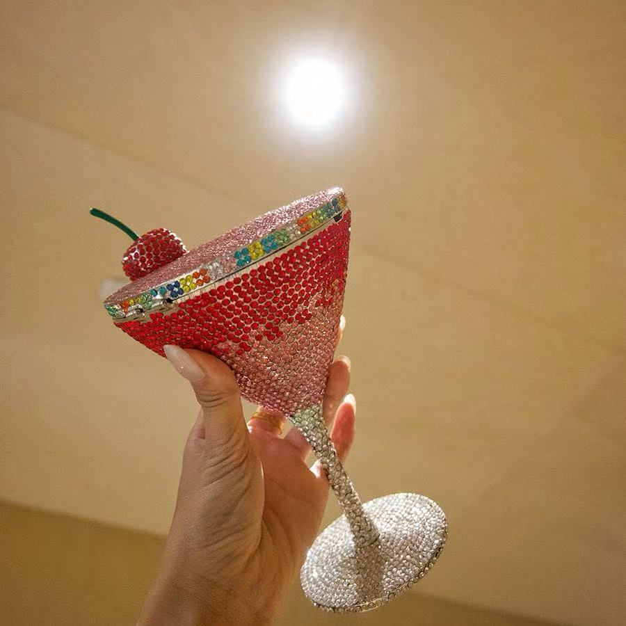 Cherry Goblet Rhinestone Clutch Bag