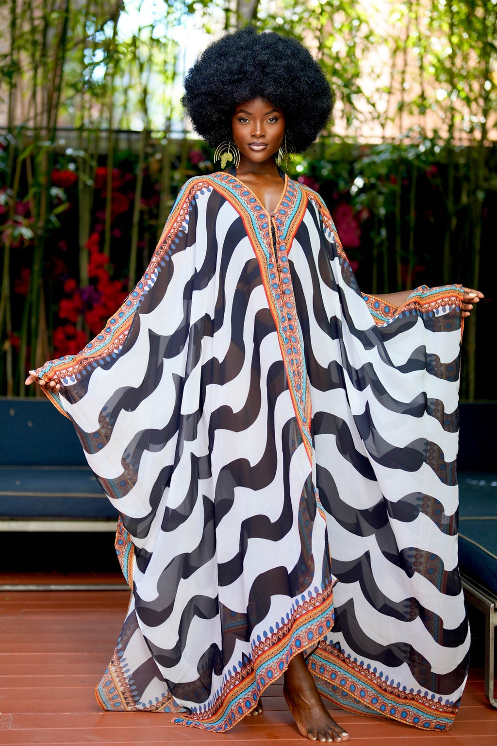 Kimono Chiffon Kaftan Maxi Dress